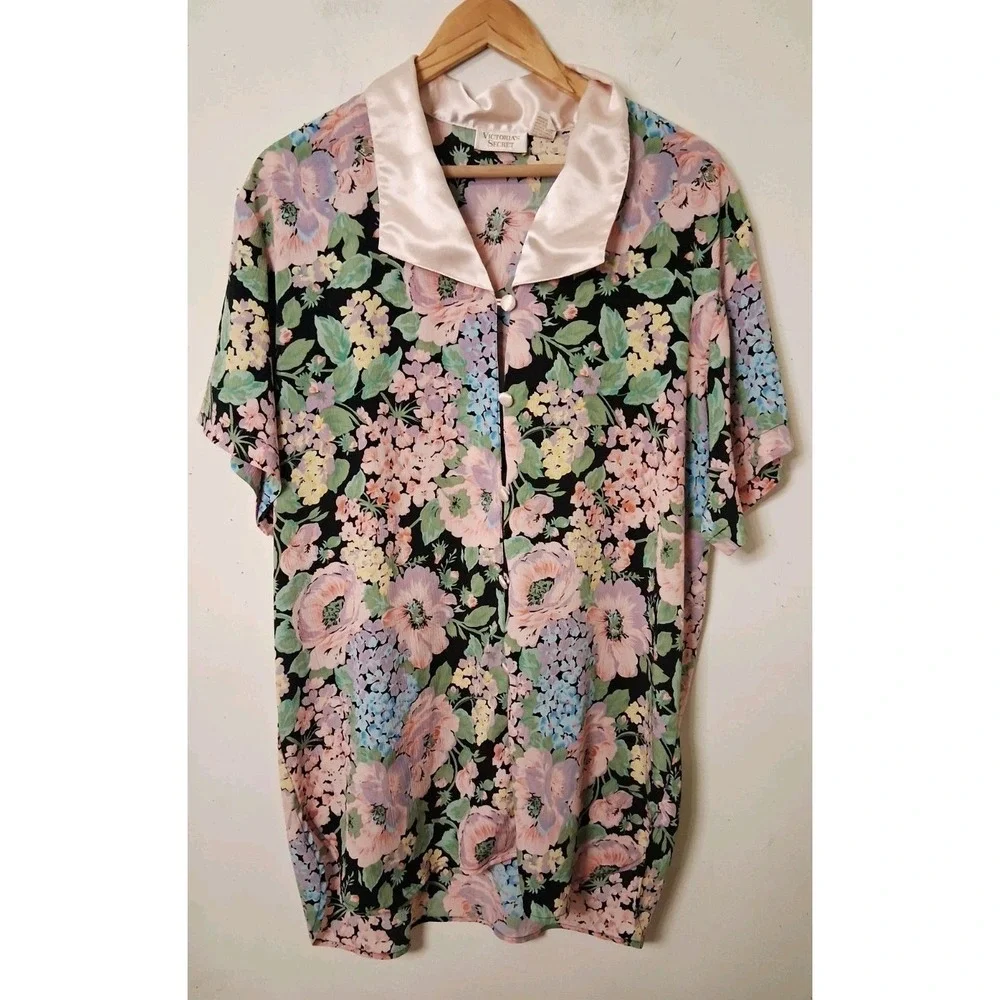Vintage Victoria's Secret Gold Label Floral Satin‎ Sleep Shirt Nightgown Lot